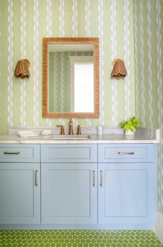 Green Wallpaper Bathroom
