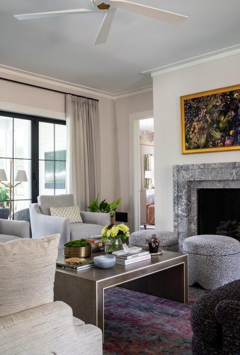 Harrier St living room with fireplace