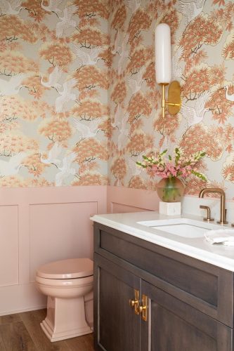 Peach Wallpaper Bathroom