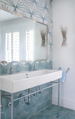 Crane Island blue and white bathroom