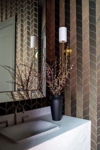 Golf Course Drive brown wallpaper bathroom