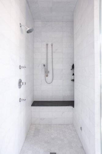 Thistle Lane white tiled shower