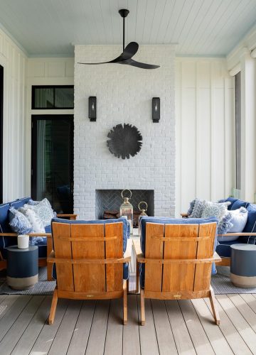 Crane Island outdoor seating with fireplace